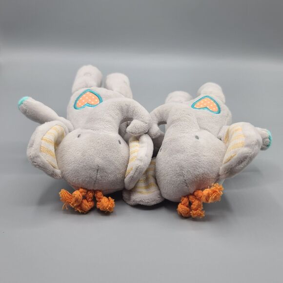 Tickle & Main We Are Twins Gray Elephant Plush Stuffed Baby Toy Rattle - Picture 5 of 9